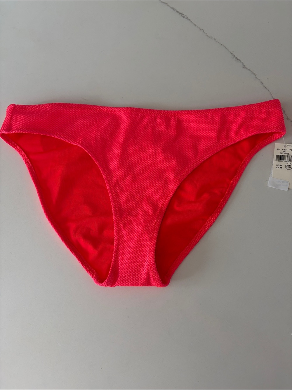 aerie Textured Bikini Bottom in Hot Pink